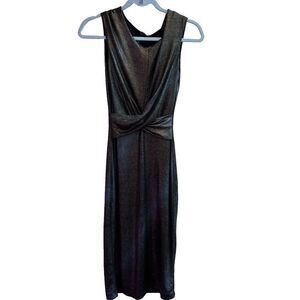 Estam Black Gold Sparkle Dress Bodycon S/M? Stretch Party Club Womens Shimmer